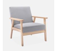 Alice's Garden sweeek-Sillón Estilo escandinavo de Madera y Tela, Isak, Gris Claro, 64x69.5x73 cm