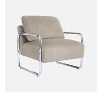 Alice's Garden sweeek-Sillón Vintage de Tela Chenilla con Estructura cromada, Joe, Beige, 72x80x80 cm