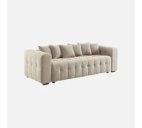 Alice's Garden sweeek-Sofá Cama con Textura Bucle y baúl. 3 plazas, Leon, Beige, 248x100x69 cm