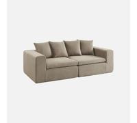 Alice's Garden sweeek-Sofá envasado al vacío Modular de Tela Chenilla, 3 plazas, Movi, Beige Oscuro, 219x110x62 cm