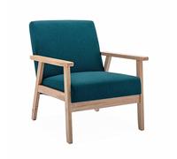 Alice's Home - Sillón escandinavo de madera y tela azul petróleo. Isak. 64 x 69,5 x 73 cm