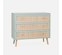 Alice's Home swe moda Verde de Madera y caña 90x39x79cm - Bohème - 3 cajones
