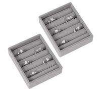 ALIIP Bandeja Organizador de Terciopelo, 2 Bandeja de Almacenamiento Joyas | Bandeja Organizador para Joyas, Organizador Joyas Apilables, 10,5x8,7x2,8cm Pequeño para Guardar y Exhibir Aretes y Anillos