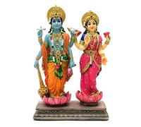 alikiki Estatua del Dios hindú Lakshmi Narayan - 8.8 Pulgadas de Alto, Escultura India Diwali Pooja, artículo Murti, Regalos para Parejas Indias, Amigos, Familia, Regalos Diwali, Oficina en casa