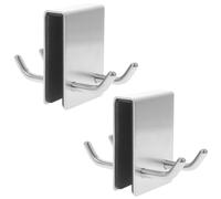 Alipis 2 Piezas Ganchos para Puerta de Ducha de Vidrio, Doble Cara, Acero | Colgador Reversible, Diseño de Doble Gancho, Soporte para Toallas y Albornoces, Acabado Plata