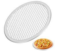 Alipis Bandeja para Pizza Plato Redondo de Aluminio, Antiadherente | Molde para Hornear, Fácil de Limpiar y Desmoldar, Alta Conductividad Térmica, Plata