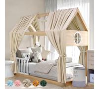 Alishomtll Set de cortinas para cama de casa, 2 cortinas para cama de casa de 100% muselina de algodón, 1 guirnalda de 300 cm, dosel de tela para cama infantil para habitación de niñas y niños, 67x320