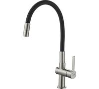 ALITA: Grifo monomando para lavabo en y plateado, con caño flexible