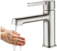 ALITA Laveo BVA_322D: Grifo de pie para lavabo, acabado plateado, con tapón