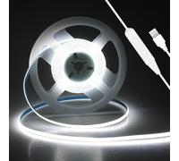 ALITOVE Tira de luces LED COB regulable 2 m 5 mm de ancho 5 V blanco frío 6000 K 800 LED cinta de luz autoadhesiva con interruptor para dormitorio TV retroiluminación decoración de cocina DIY