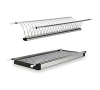 ALK Escurreplatos Acero Inoxidable AISI 304 con Bandeja - Escurridor Platos y Vasos - Organizador Cocina - Escurreplatos Armario - Disponible en Dos Acabados (Acero Inoxidable, M800)