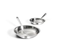All-Clad D3 - Juego de sartenes de acero inoxidable de 3 capas, 2 piezas, 20,3 cm, 25,4 cm, horno de inducción apto para asador, ollas y sartenes de 600 F, utensilios de cocina, color plateado