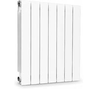All Therm - Alumax Pro C 500 Radiador de Aluminio 7 Elementos, Blanco RAL 9010, Calefacción por Agua, Diseño Cerrado, 500 mm Entre Ejes