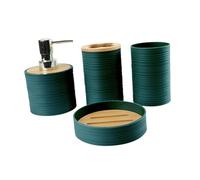 Allayu Juego de 4 accesorios de baño, regalo de inauguración de la casa, decoración de baño, taza de enjuague bucal verde, verde oscuro