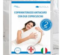 Allergosystem Juego antiácaros Compuesto colchón con Cremallera para Cama de Matrimonio de 160 x 190 x 20 cm y 2 Fundas de cojín de 50 x 80 cm, Polipropileno, Blanco, 160 x 190 cm