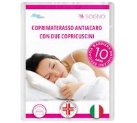 Allergosystem Trogno colchón antiácaros con Cremallera para Cama de Matrimonio de 170 x 200 x 20 cm y 2 Fundas de Almohada de 50 x 80 cm, Poliéster, Blanco, 170x200x20cm e 50x80cm