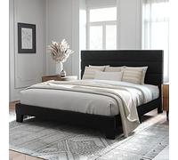 Allewie Marco de Cama, Madera, Metal y Terciopelo, Negro/Transparente, tamaño King