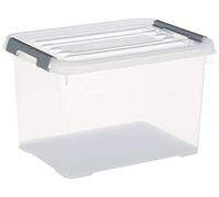 ALLIBERT Boîte de rangement Handy Plus - Clips gris - Couvercle transparent - 20 L
