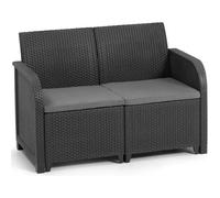 ALLIBERT by KETER Sanremo Sofá de Jardín de Resina Trenzada con Aspecto de Ratán - Gris Grafito
