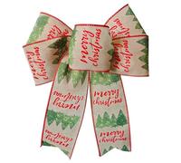 alloneslife Juego de 2 adornos de cinta de Navidad, A | Detalles decorativos de tela de doble capa con colas largas para exhibición de coronas de puerta de árbol
