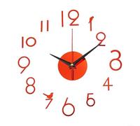 Allthingstore Reloj de pared 3D sin marco con mecanismo silencioso y calcomanías de números reutilizables para uso en interiores (rojo)