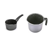 ALLUFLON Tradizione Italia Cueceleches, Cazo Con Superficie De Piedra + Tradizione Italia Cazo Con Boquilla, Aluminio, Negro, 14 Cm