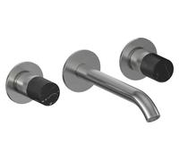 ALLUVION Minerva, grifo de lavabo de acero inoxidable con 3 orificios, para instalación empotrada, modelo 190, sin cuerpo de instalación