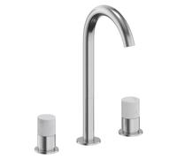 ALLUVION Minerva: Grifo de lavabo de acero inoxidable con 3 orificios y caño alto, modelo 240