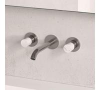 ALLUVION Minerva, grifo de lavabo de acero inoxidable de 3 orificios, para instalación empotrada, modelo 160, sin cuerpo de instalación