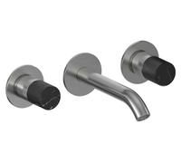 ALLUVION Minerva, grifo de lavabo de acero inoxidable de 3 orificios, para instalación empotrada, modelo 160, sin cuerpo de instalación