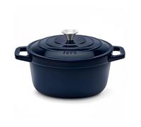 ALMA22, Cacerola redonda de hierro fundido esmaltado, 22 cm, capacidad 3,3 L, color beige, compatible con todos los fuegos, inducción, gas, eléctrica, parrilla y horno, con tapa.