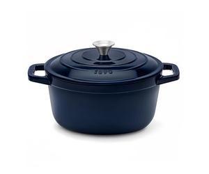 ALMA22, Cacerola redonda de hierro fundido esmaltado, 22 cm, capacidad 3,3 L, color beige, compatible con todos los fuegos, inducción, gas, eléctrica, parrilla y horno, con tapa.