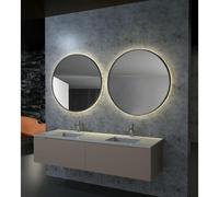 ALMACEN DE LA CASA Espejo Redondo retroiluminado con Marco Aluminio Negro Fun 80 Ø - LEDIMEX