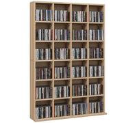 Almacenamiento de CD y DVD HOMCOM, Unidad de Almacenamiento Multimedia con 24 Compartimentos, Capacidad máx. 480 CD/312 DVD, estantería de Madera con estantes Ajustables, 89 x 20 x 130,5 cm, Madera