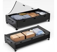 Almacenamiento debajo de la cama con ruedas, 2 paquetes de contenedores de almacenamiento de madera extra grandes, organizador de zapatos debajo de la cama, cajones de almacenamiento rodantes debajo