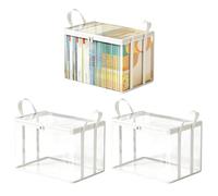 Almacenamiento para Libros Bolsa de Cremallera Portátil de PVC | Bolsas Mudanza Para Libros para Ropa Fundas de Películas Videojuegos Estante Hogar