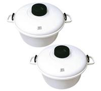 Almalux Pack 2 Ollas a Presión para Microondas, 2.8 Litros cada una, Olla Vaporera para Cocina Saludable, Incluye Taza Medidora y Paleta, Apta para Arroz, Verduras y Carnes