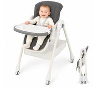 ALMAR Baby Trona de Bebe Evolutiva Gris | Silla de comer para bebe hasta niño 50 kilos, Plegable, Elevable y Reclinable con Bandeja Extraible