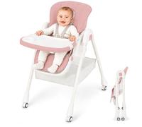ALMAR Baby Trona de bebe evolutiva, plegable, elevable y reclinable con bandeja extraible color Rosa