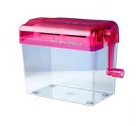 Almencla Destructora de Papel Manual Cortadora Destructora Trituradora de con y Depósito de 3L Visible Material PP y Acero Adecuada para Privacidad Diaria Orden del Escritorio Hogar, Rojo