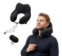 Almohada Cervical Inflable para Avión con Bomba Manual & Estuche | Cervical Elevado 16CM Almohada | Almohada Inflable Avion | Cojin Avion Cervicales