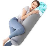 Almohada corporal, almohada redonda de espuma viscoelástica para adultos, cojín largo y fijo para cama, cojín cilíndrico con funda de terciopelo (gris, 120 x 20 cm)