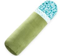 Almohada corporal, almohada redonda de espuma viscoelástica para adultos, cojín largo y fijo para cama, cojín cilíndrico con funda de terciopelo (verde, 90 x 20 cm)