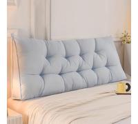 Almohada de cuña para cabecera tamaño King, cojín triangular de apoyo lumbar, súper suave, para sentarse y leer, cojín grande para cama, sofá, adultos y niños (tamaño: 120 x 50 x 15 cm, color: azul)