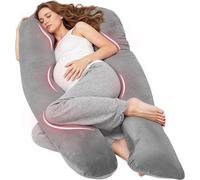 Almohada Embarazada Dormir, Cojin Embarazada en Forma de U, Almohada Embarazo para Soporte de Espalda, Caderas y Piernas, Almohada para Embarazadas con Funda de Terciopelo Lavable (Gris) Gray