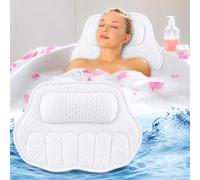 Almohada para Bañera, Nuevo Malla 4D Cojín de baño con 6 Ventosas
