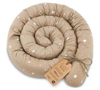 Almohada para dormir de lado, almohada para el cuerpo de serpiente 150 cm Algodón - cojin cervical enrollable lavable cojines grandes almohada para el cuerpo Oeko-Tex Beige con estrellas blancas