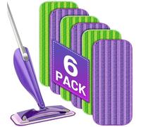 Almohadillas Reutilizables para fregona compatibles con Swiffer Wet Jet Mop - Paquete de 6 Almohadillas húmedas de Repuesto de Microfibra Lavable para fregona húmeda y Seca para Limpieza de Pisos