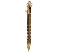Alomejor Bolígrafo de Latón Bolígrafo de Bolsillo de Latón Macizo Agarre Hexagonal Mecanizado CNC de 130 Mm con Presilla para Llavero de Escritura Portátil Recargable de 0,5 Mm para Llevar a Diario