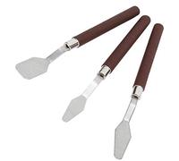 Alomejor Espátula de Acero Inoxidable con Espátula para Pintura Al óleo y Escultura de Arcilla, Juego de 3 Cuchillas para Mezclar Colores y Pintar Función Auxiliar, de Madera, Cómodo de Sostener,